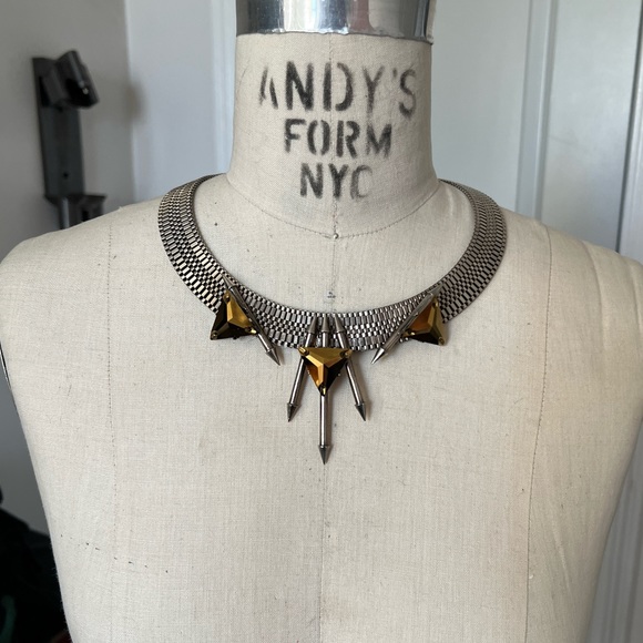 Fenton Fallon Silver Chain Link Barb Necklace Gold Faceted  Accents - Picture 5 of 7